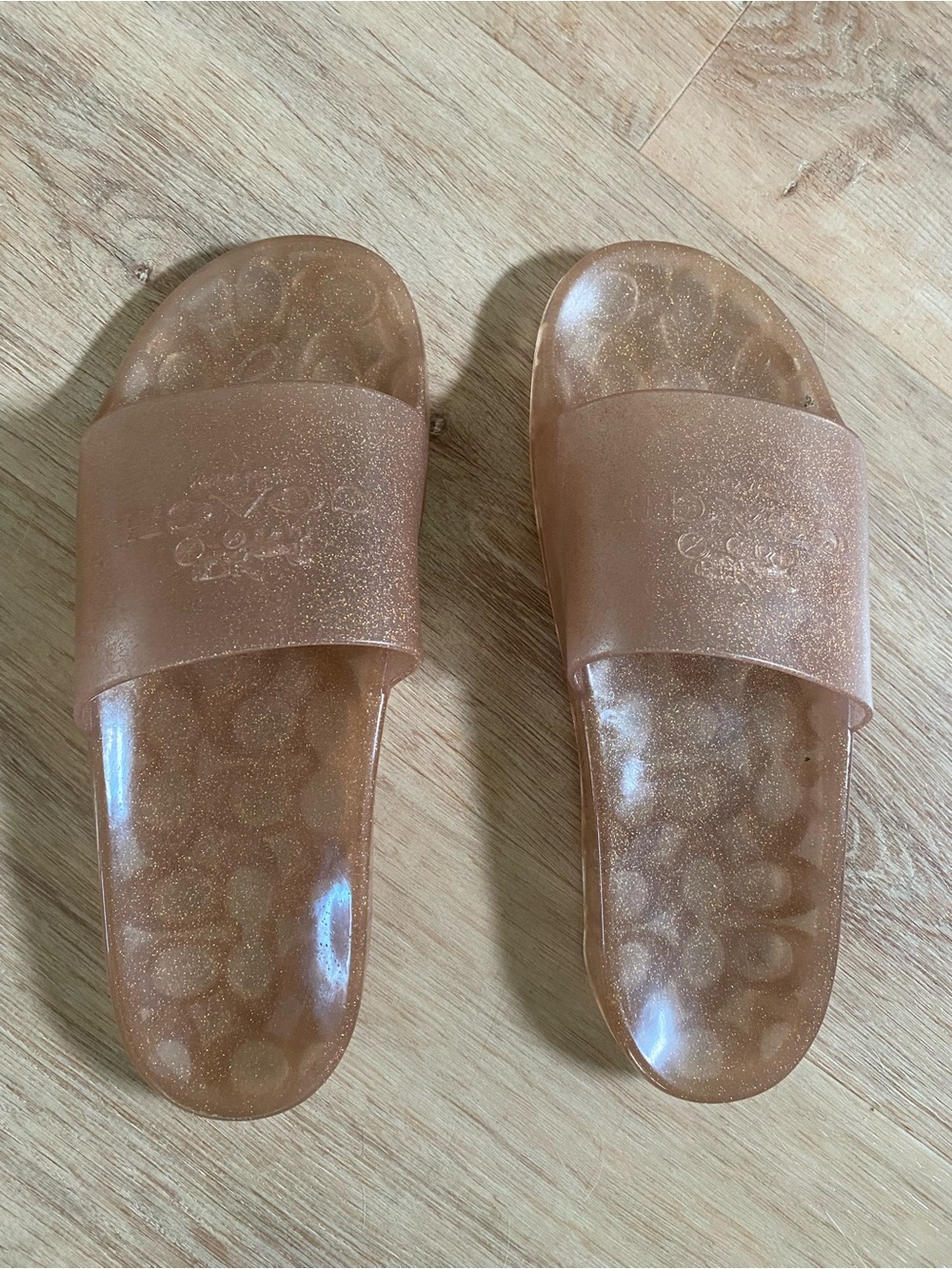 Coach Uli Sport Slide rose gold glitter